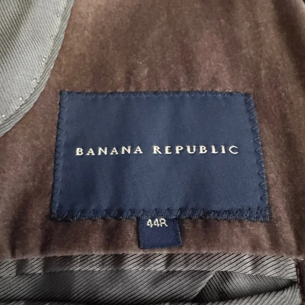 Banana‎ Republic Blazer Mens 44R Brown Solid Cotton Velvet Two-Button Sport Coat